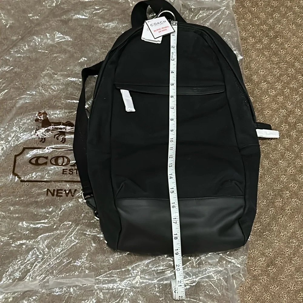 NWT Coach “CCV Utility Pack” Back Pack Black Genuine Leather & Canvas 19X12 - Picture 3 of 15